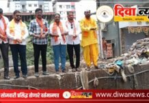 दिव्यात शिवसेना (उद्धव बाळासाहेब ठाकरे) पक्षाचे अनोखे ‘गटर पूजन’ आंदोलन